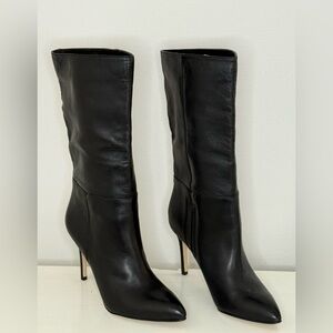 Sam Edelman Olive Black Leather Stiletto Mobwife Boots size 7